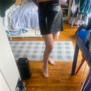 MIU MIU Black Croc Leather Mini Skirt